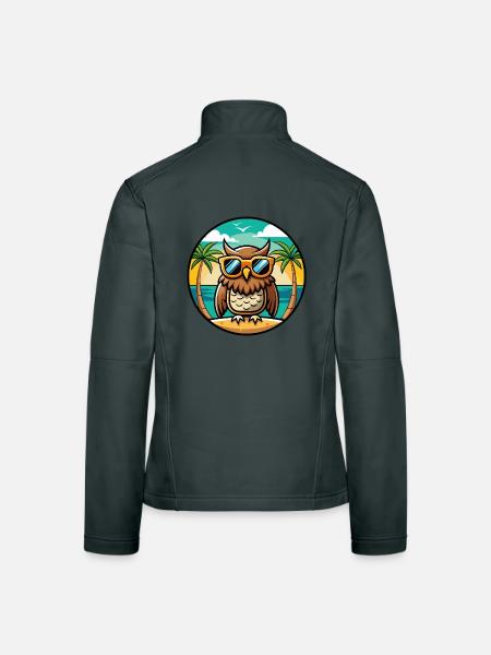 Eule Lustige Cartoon Sommer Strand Sonnenbrille Aufkleber - Frauen Softshelljacke - Dunkelgrau - Hinten