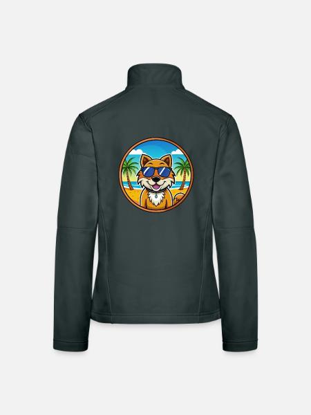 Holländische Smoushond Hunderasse Cartoon Sonnenbrille Strand - Frauen Softshelljacke - Dunkelgrau - Hinten