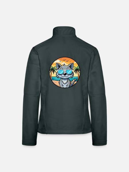 Australische Nebelkatzenrasse Cartoon Sonnenbrille Strand - Frauen Softshelljacke - Dunkelgrau - Hinten