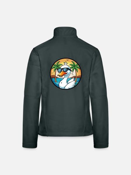 Schwan Lustige Cartoon Sommer Strand Sonnenbrille Aufkleber - Frauen Softshelljacke - Dunkelgrau - Hinten