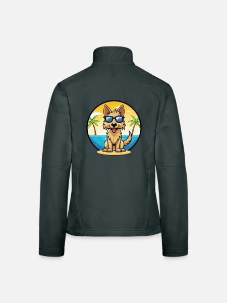 Berger Picard Hunderasse Cartoon Sonnenbrille Strand - Frauen Softshelljacke - Dunkelgrau - Hinten