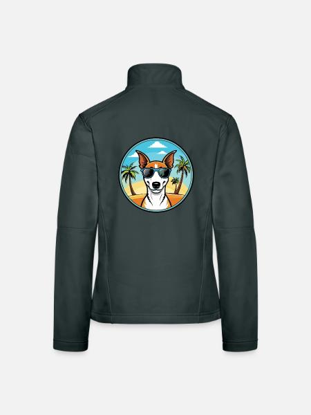 Smooth Fox Terrier Hunderasse Cartoon Sonnenbrille - Frauen Softshelljacke - Dunkelgrau - Hinten