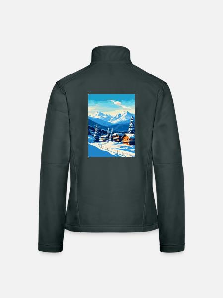 Kitzbuhel Austria Vintage Travel Poster Souvenir - Women's Softshell Jacket - mouse grey - Back