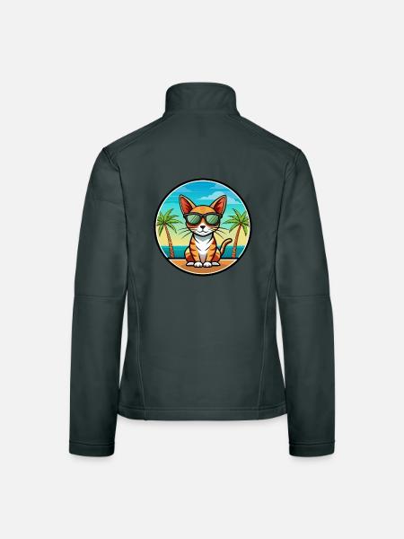 Abessinische Kurzhaarkatze Rasse Cartoon Sonnenbrille - Frauen Softshelljacke - Dunkelgrau - Hinten