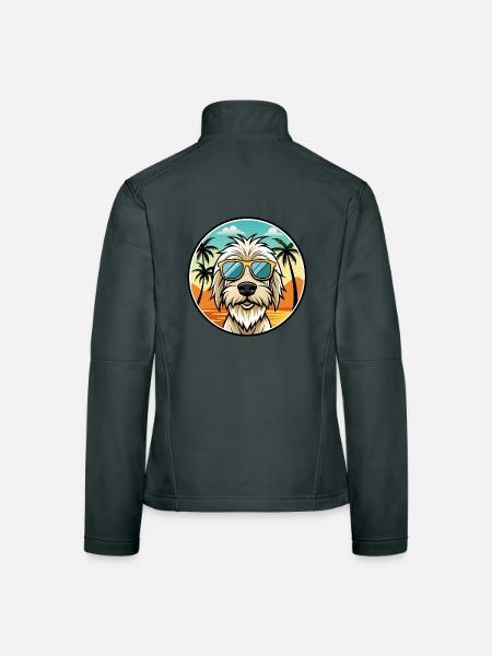 Spinone Italiano Hunderasse Cartoon Sonnenbrille Strand - Frauen Softshelljacke - Dunkelgrau - Hinten