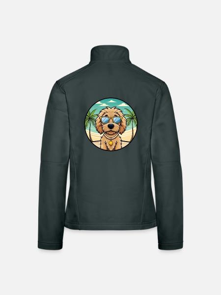 Labradoodle Hunderasse Cartoon Sonnenbrille Strand - Frauen Softshelljacke - Dunkelgrau - Hinten