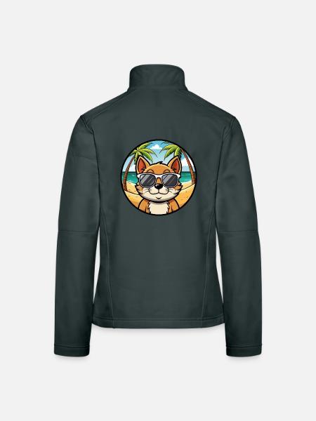 Bambino Katzenrasse Cartoon Sonnenbrille Strand - Frauen Softshelljacke - Dunkelgrau - Hinten