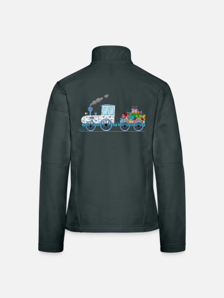 Children's train railway with trailer white - Women's Softshell Jacket - mouse grey - Back
