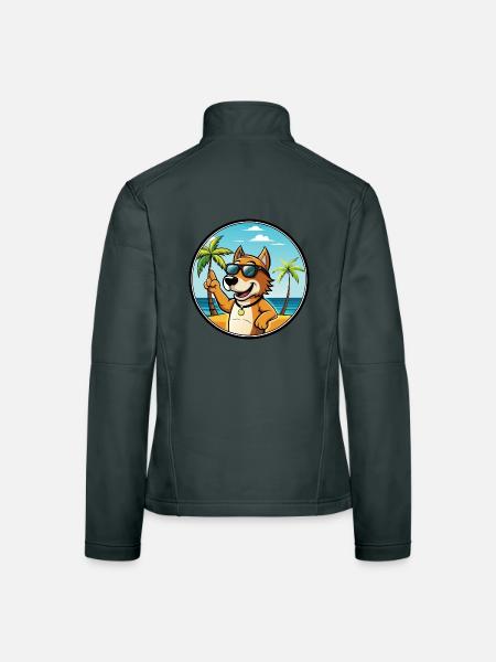 Auvergne Vorstehhund Rasse Cartoon Sonnenbrille Strand - Frauen Softshelljacke - Dunkelgrau - Hinten