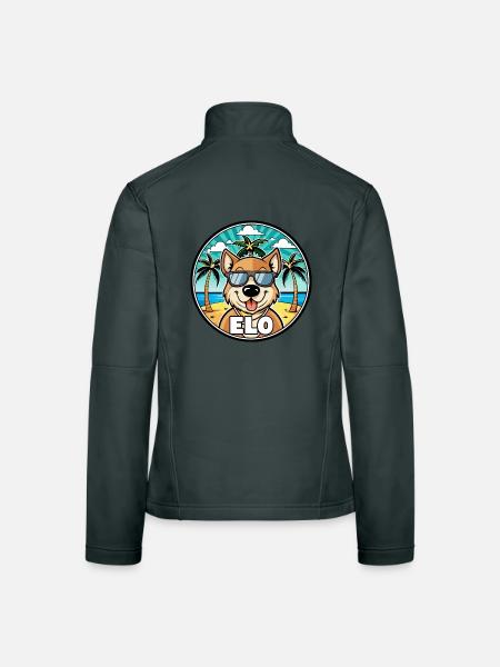 Längerer Spitzname Hund Rasse Cartoon Sonnenbrille Strand - Frauen Softshelljacke - Dunkelgrau - Hinten