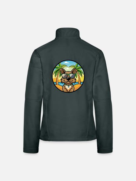 Cao Da Serra De Aires Lunettes de soleil de dessin animé de race de chien - Veste en tissu softshell Femme - gris foncé - Dos