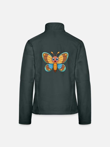 Butterfly Cute Mascot Cartoon Character Kawaii - Women's Softshell Jacket - mouse grey - Back