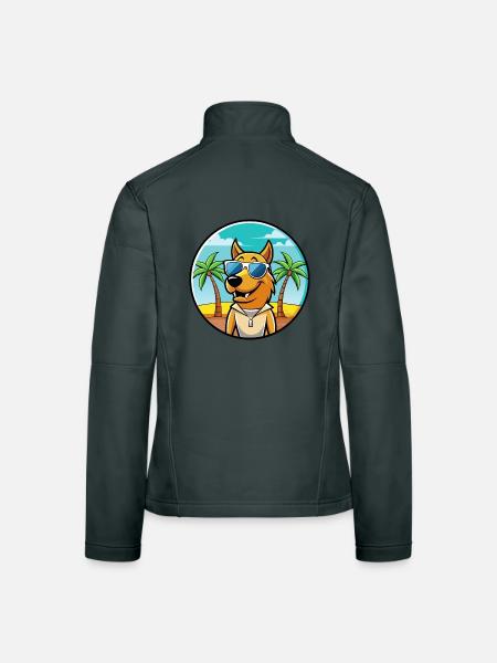 Smaland Hound Hund Rasse Cartoon Sonnenbrille Strand - Frauen Softshelljacke - Dunkelgrau - Hinten