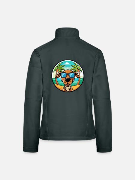 Hanover Hound Dog Breed Cartoon Sunglasses Beach - Women's Softshell Jacket - mouse grey - Back