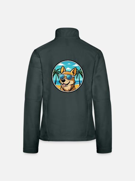 Portugiesische Podengo Hunderasse Cartoon Sonnenbrille - Frauen Softshelljacke - Dunkelgrau - Hinten