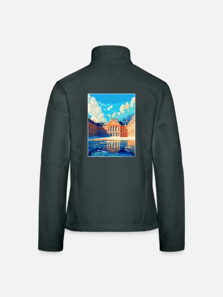 Versailles Frankreich Vintage Reiseplakat Souvenir - Frauen Softshelljacke - Dunkelgrau - Hinten