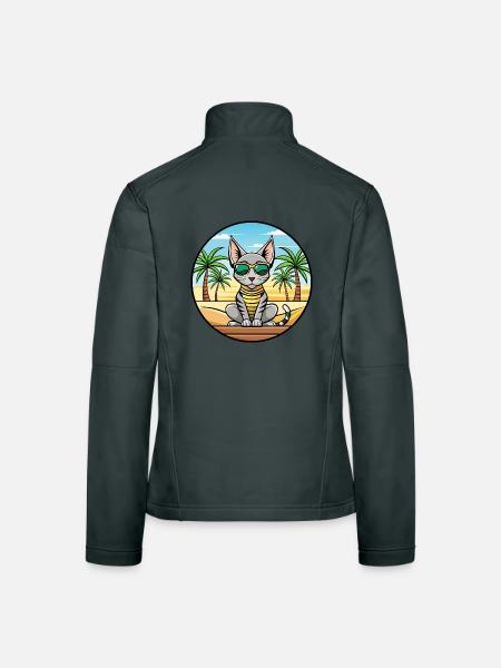 Ägyptische Mau-Katzenrasse Cartoon-Sonnenbrille Strand - Frauen Softshelljacke - Dunkelgrau - Hinten