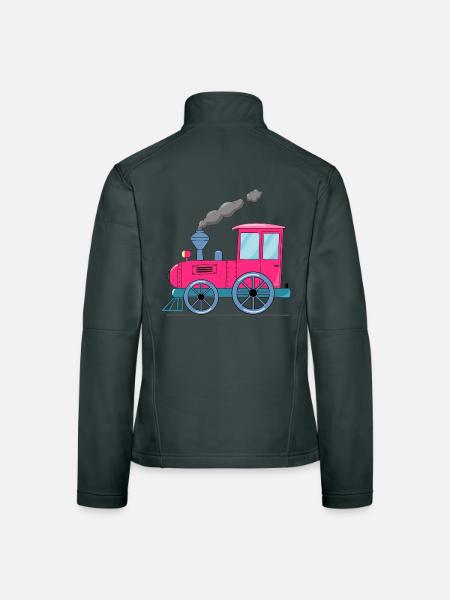 Kinderzug Eisenbahn pink - Frauen Softshelljacke - Dunkelgrau - Hinten