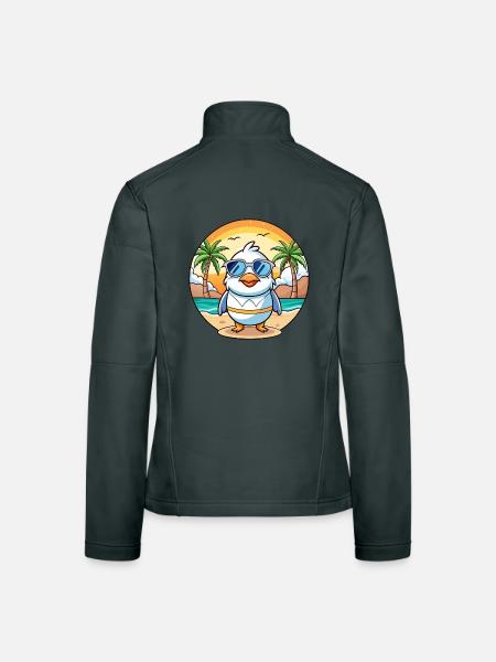 Möwe Lustige Cartoon Sommer Strand Sonnenbrille - Frauen Softshelljacke - Dunkelgrau - Hinten