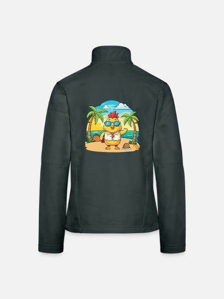 Lunettes de soleil de plage d’été de dessin animé drôle de poulet - Veste en tissu softshell Femme - gris foncé - Dos