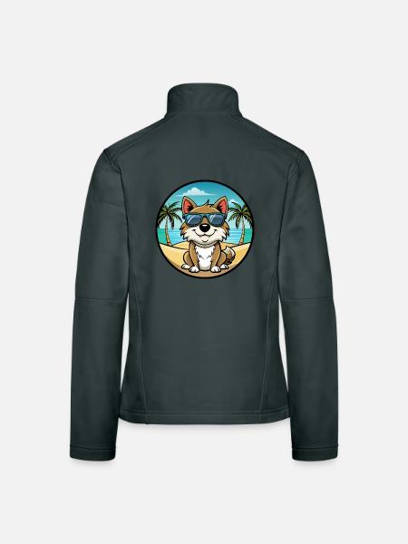Majorca Ratter Dog Breed Cartoon Sunglasses Beach - Women's Softshell Jacket - mouse grey - Back