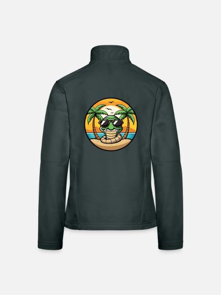 Schlange Lustige Cartoon Sommer Strand Sonnenbrille Cool - Frauen Softshelljacke - Dunkelgrau - Hinten