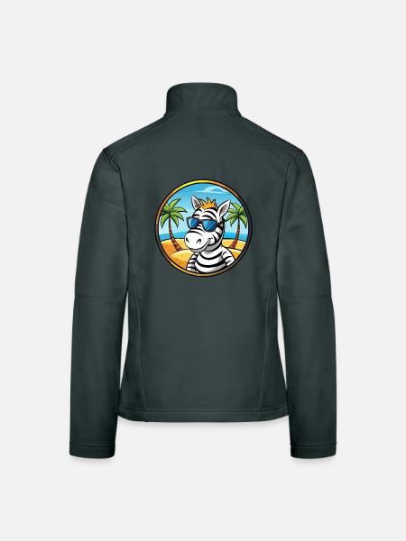 Zebra Lustige Cartoon Sommer Strand Sonnenbrille Cool - Frauen Softshelljacke - Dunkelgrau - Hinten