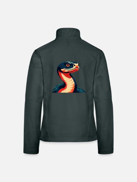 Anaconda Zeichentrickfigur Buntes Haustier Tier - Frauen Softshelljacke - Dunkelgrau - Hinten