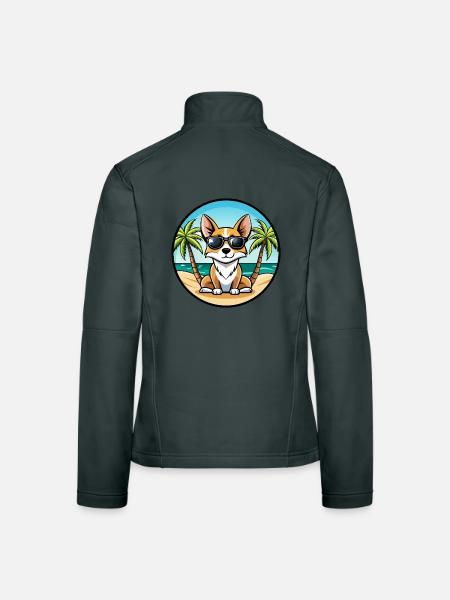 Miniatur Foxterrier Hunderasse Cartoon Sonnenbrille - Frauen Softshelljacke - Dunkelgrau - Hinten