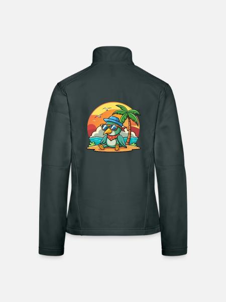 Colibri Drôle Dessin Animé Plage Lunettes De Soleil - Veste en tissu softshell Femme - gris foncé - Dos