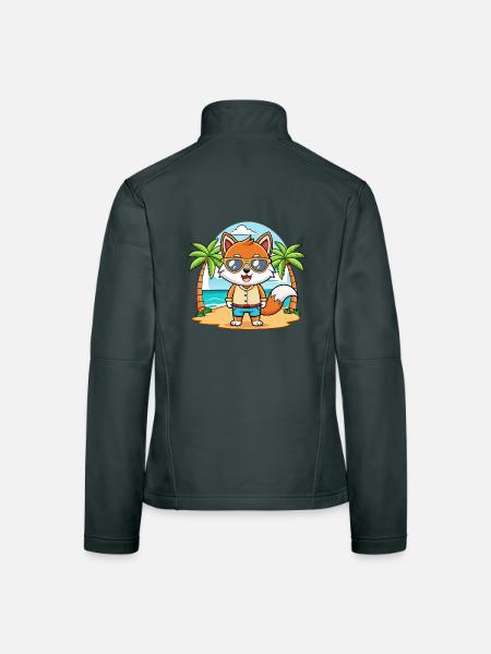 Fox Funny Cartoon Summer Beach Sunglasses - Women's Softshell Jacket - mouse grey - Back