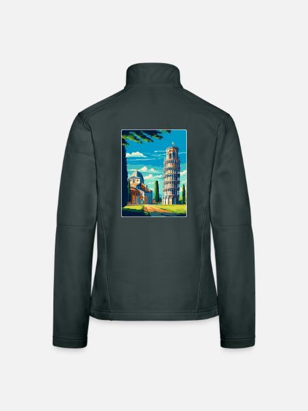 Pise Italie Affiche de voyage vintage Souvenir souvenir - Veste en tissu softshell Femme - gris foncé