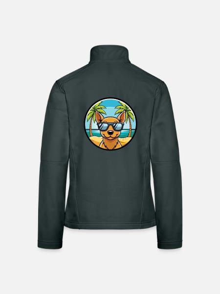 Peruanische haarlose Hunderasse Cartoon Sonnenbrille Strand - Frauen Softshelljacke - Dunkelgrau - Hinten