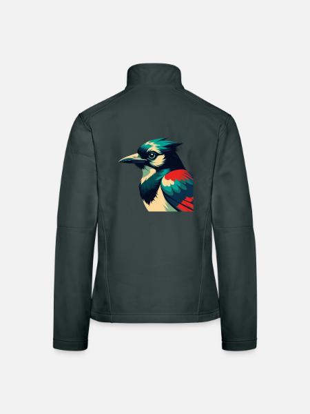 Blauhäher Cartoon Figur Buntes Haustier Tier - Frauen Softshelljacke - Dunkelgrau - Hinten