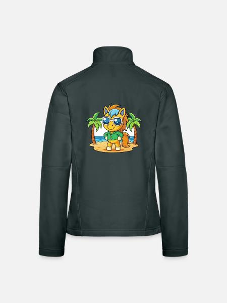 Lunettes de soleil de plage d’été de dessin animé drôle de poney - Veste en tissu softshell Femme - gris foncé - Dos