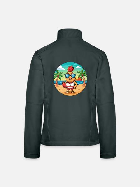 Rooster Funny Cartoon Summer Beach Sunglasses - Women's Softshell Jacket - mouse grey - Back