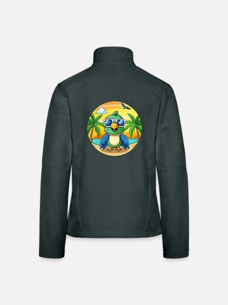 Parrot Funny Cartoon Summer Beach Sunglasses - Women's Softshell Jacket - mouse grey - Back
