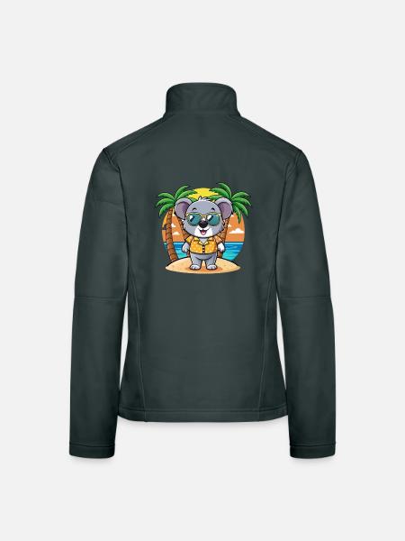 Koala Lustige Cartoon Sommer Strand Sonnenbrille - Frauen Softshelljacke - Dunkelgrau - Hinten