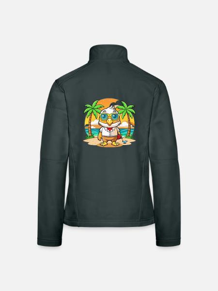 Hawk Lustige Cartoon Sommer Strand Sonnenbrille - Frauen Softshelljacke - Dunkelgrau - Hinten