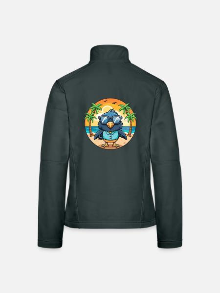 Krähe Lustige Cartoon Sommer Strand Sonnenbrille - Frauen Softshelljacke - Dunkelgrau - Hinten