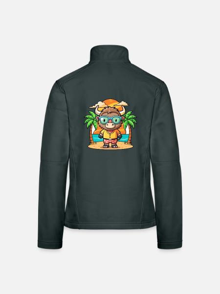 Buffalo Funny Cartoon Summer Beach Sunglasses - Women's Softshell Jacket - mouse grey - Back