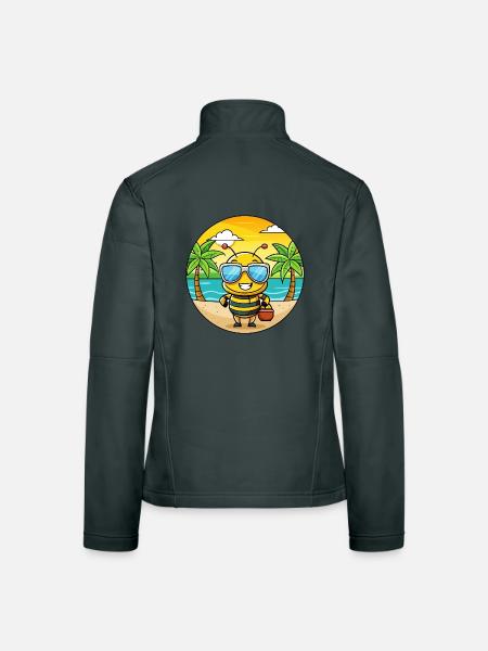 Biene Lustige Cartoon Sommer Strand Sonnenbrille - Frauen Softshelljacke - Dunkelgrau - Hinten