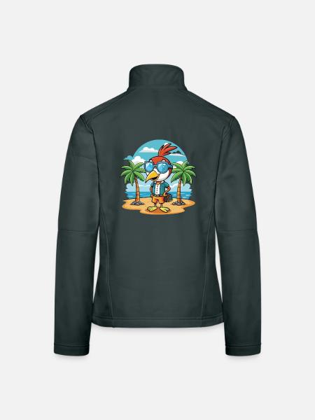 Woodpecker Funny Cartoon Summer Beach Sunglasses - Women's Softshell Jacket - mouse grey - Back