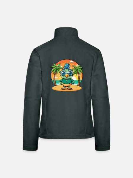 Lunettes de soleil de plage d’été de dessin animé drôle de paon - Veste en tissu softshell Femme - gris foncé - Dos