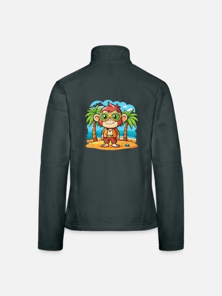 Lunettes de soleil de plage d’été de dessin animé drôle de singe - Veste en tissu softshell Femme - gris foncé - Dos