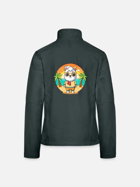 Lama Lustige Cartoon Sommer Strand Sonnenbrille - Frauen Softshelljacke - Dunkelgrau - Hinten