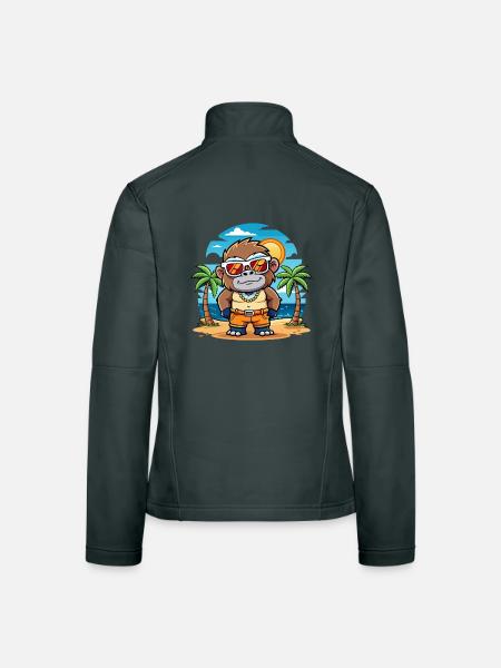 Gorilla Lustige Cartoon Sommer Strand Sonnenbrille - Frauen Softshelljacke - Dunkelgrau - Hinten