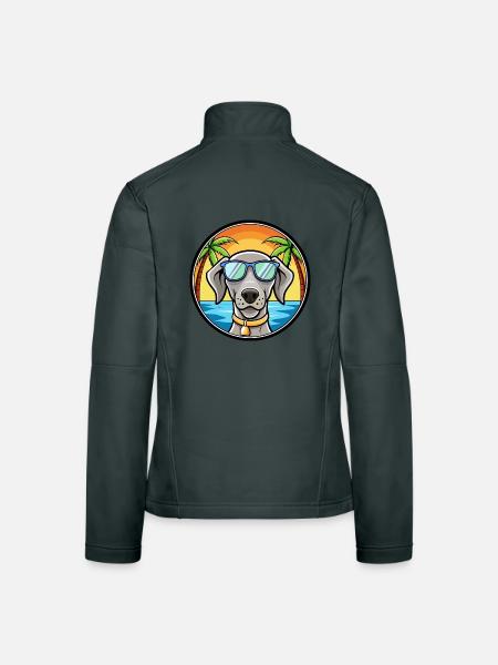 Weimaraner Hund Rasse Cartoon Sonnenbrille Strand - Frauen Softshelljacke - Dunkelgrau - Hinten