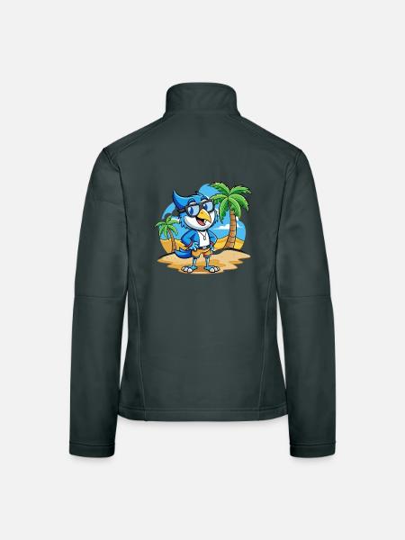 Blue Jay Lustige Cartoon Sommer Strand Sonnenbrille - Frauen Softshelljacke - Dunkelgrau - Hinten