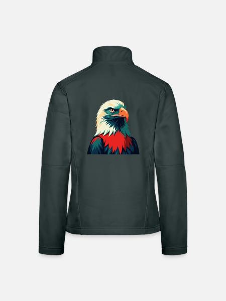 Eagle Cartoon Character Colorful Pet Animal - Women's Softshell Jacket - mouse grey - Back